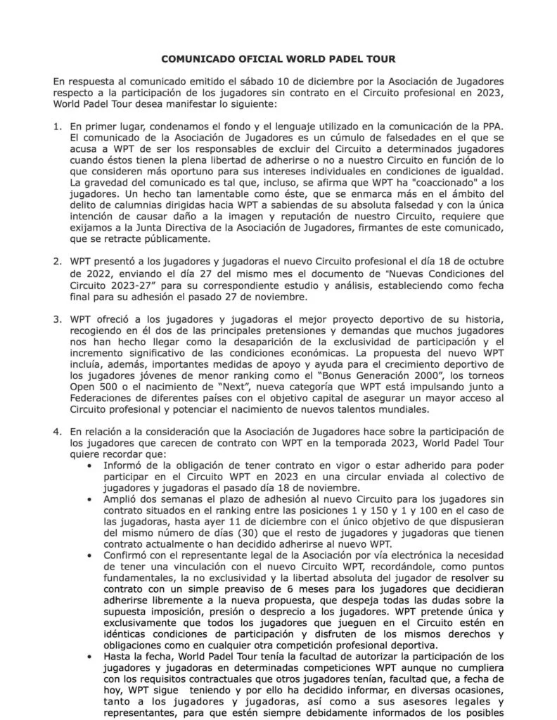 Communique-officiel-WPT-PPA-decembre-2022 | Padel Magazine