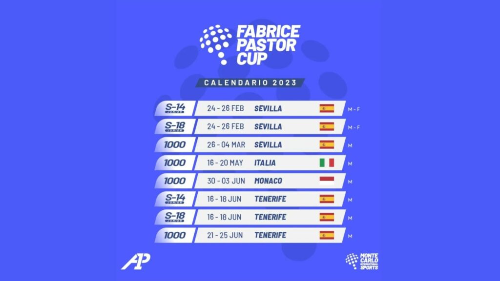 Calendrier Fabrice Pastor Cup 2023