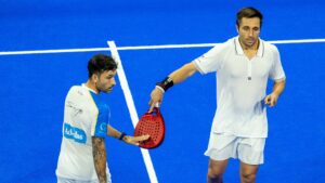 Bela Sanyo tape raquette Premier Padel Qatar Major 2023