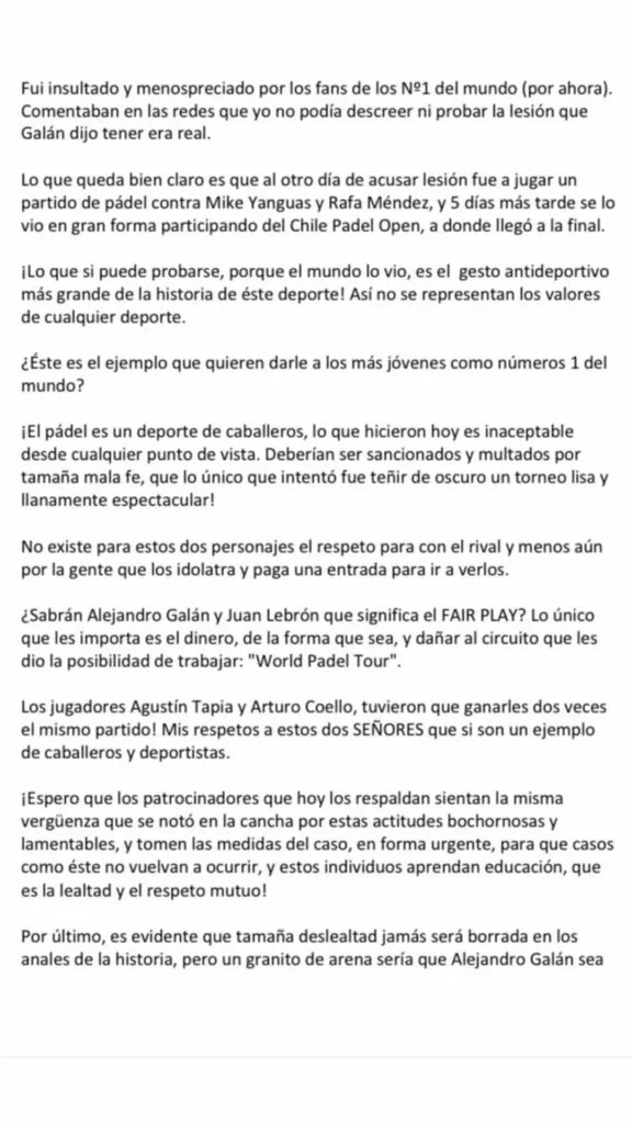 Communiqué Lisandro Borges
