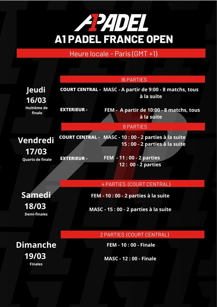 programme-A1-france-open-2023 | Padel Magazine programme-A1-france-open-2023