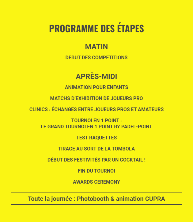 CUPRA PADEL POINT TOUR PALAVAS LES FLOTS-PROGRAMM