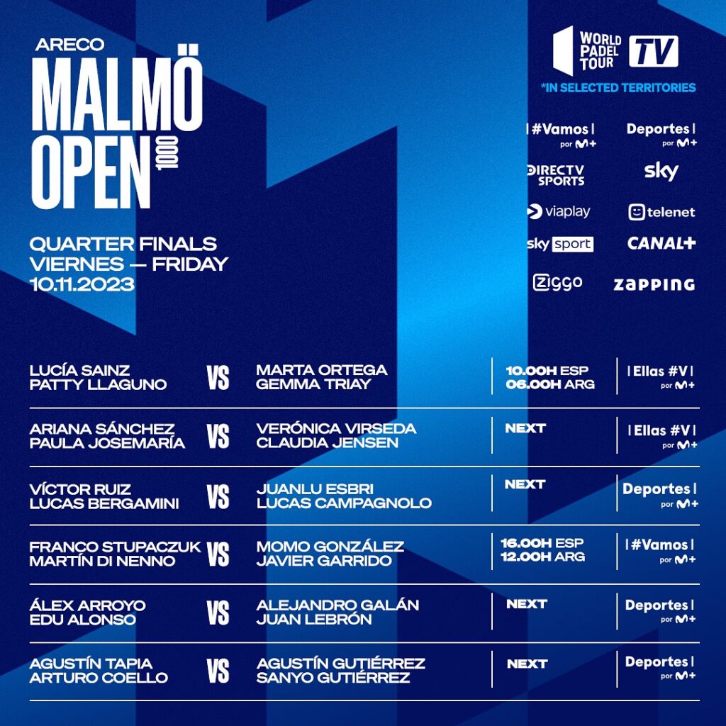 CALENDÁRIO DE QUARTOS DE FINAL DO MALMO ABERTO