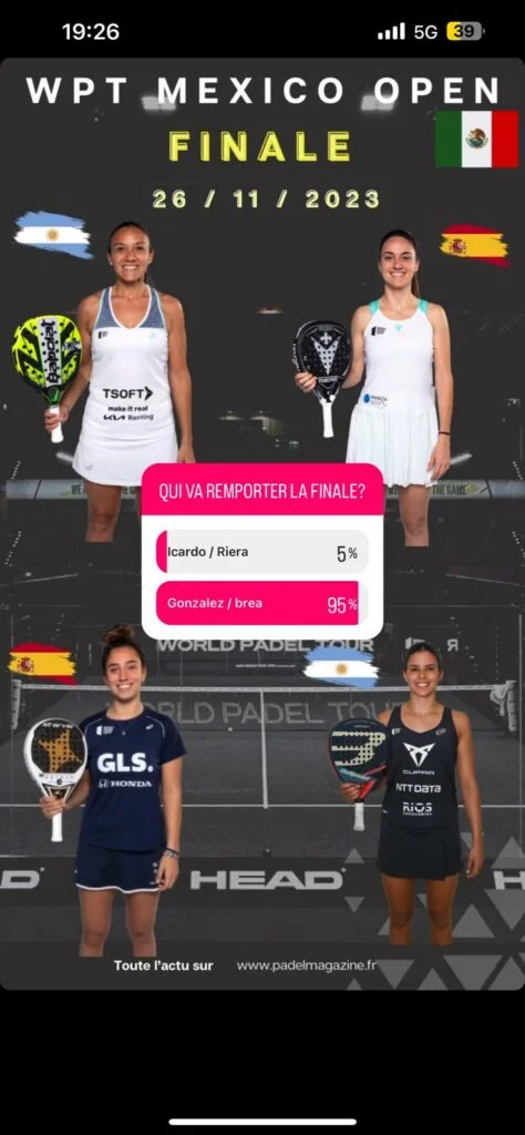 SONDAGE INSTAGRAM FINALE DAMES MEXICO OPEN