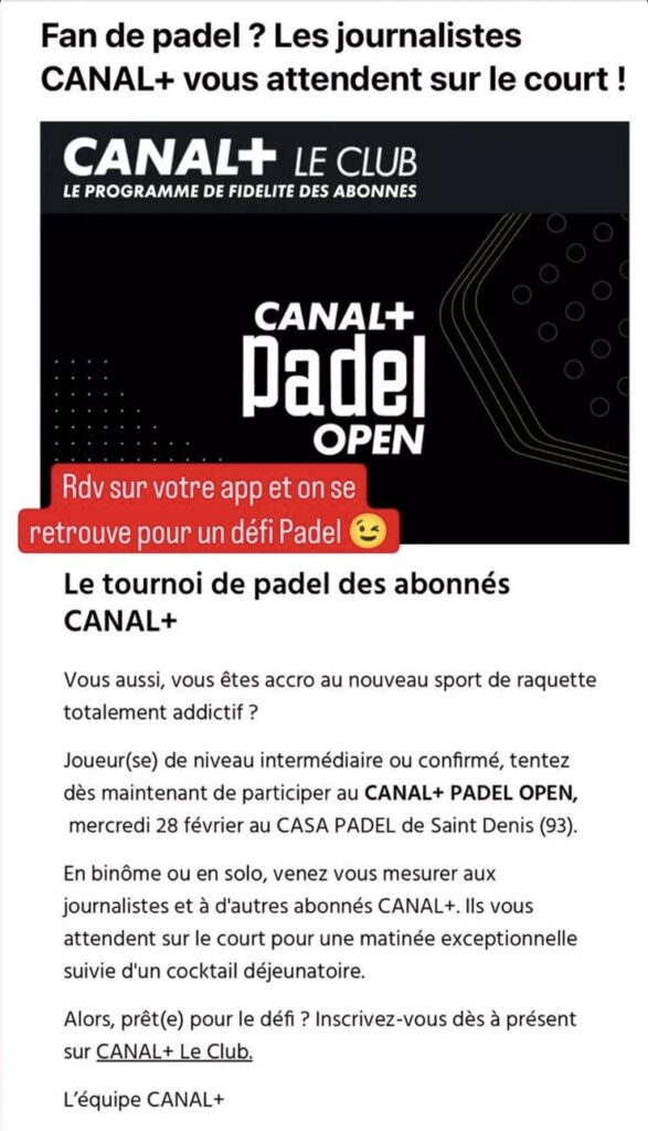 Announcement of Canal+ tournaments