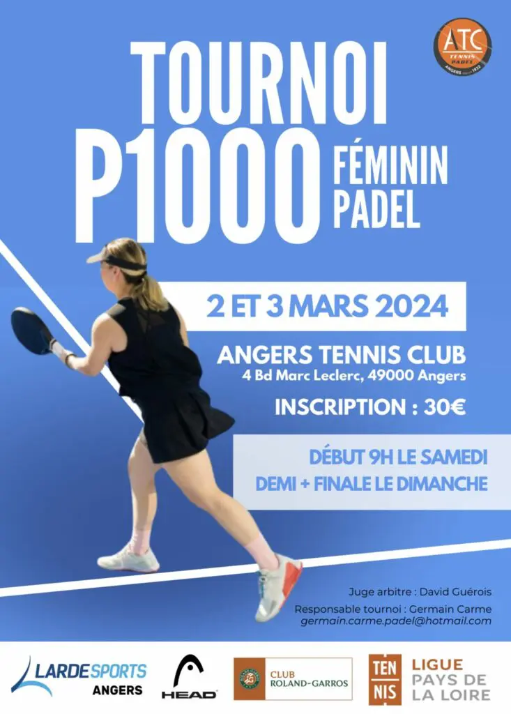 Affiche P1000 Angers | Padel Magazine Affiche P1000 Angers