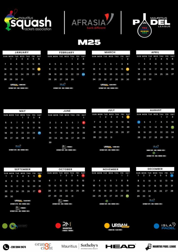 Calendário do Torneio das Maurícias