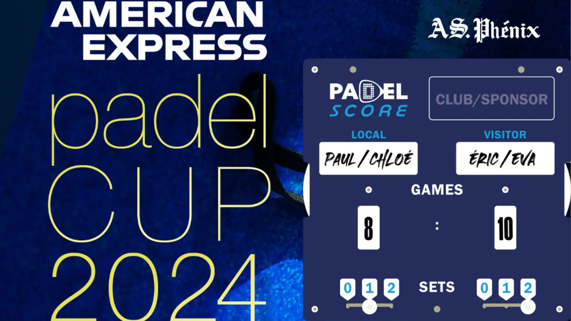 American Express Padel Tasse Padel Score