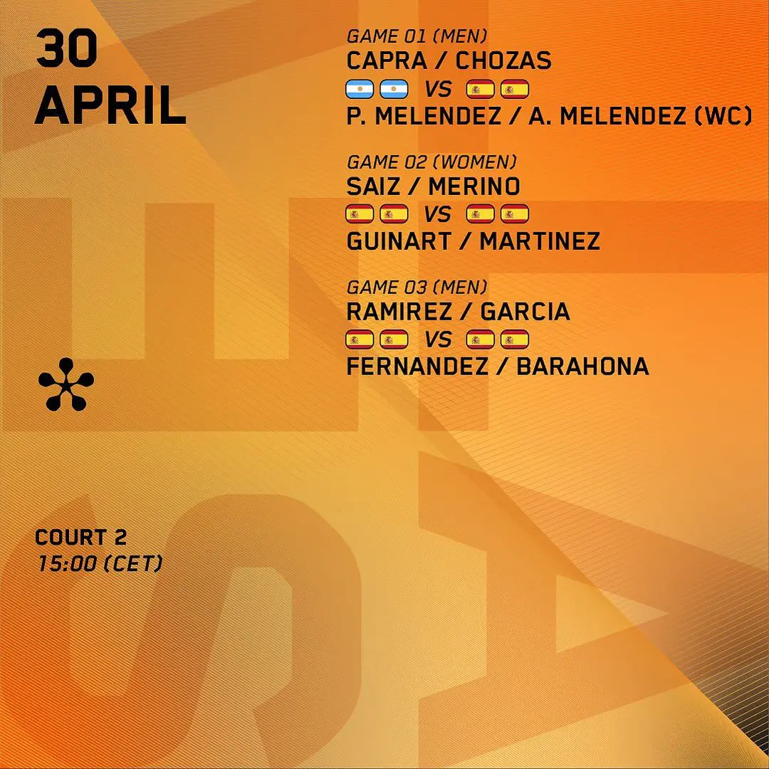 Sevilla Premier Padel P2 programme 30 avril Court 2
