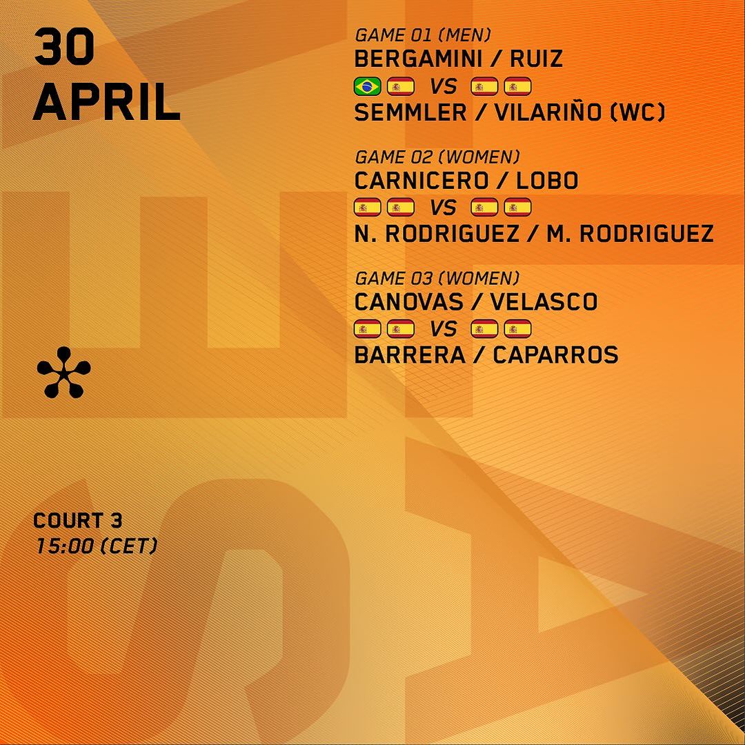 Sevilla Premier Padel P2 programme 30 avril Court 3