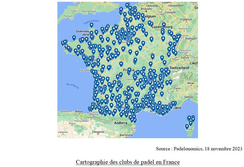 Cartographie des clubs de padel en France