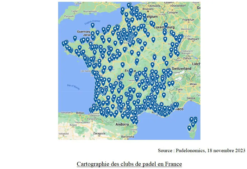 Cartographie des clubs de padel en France