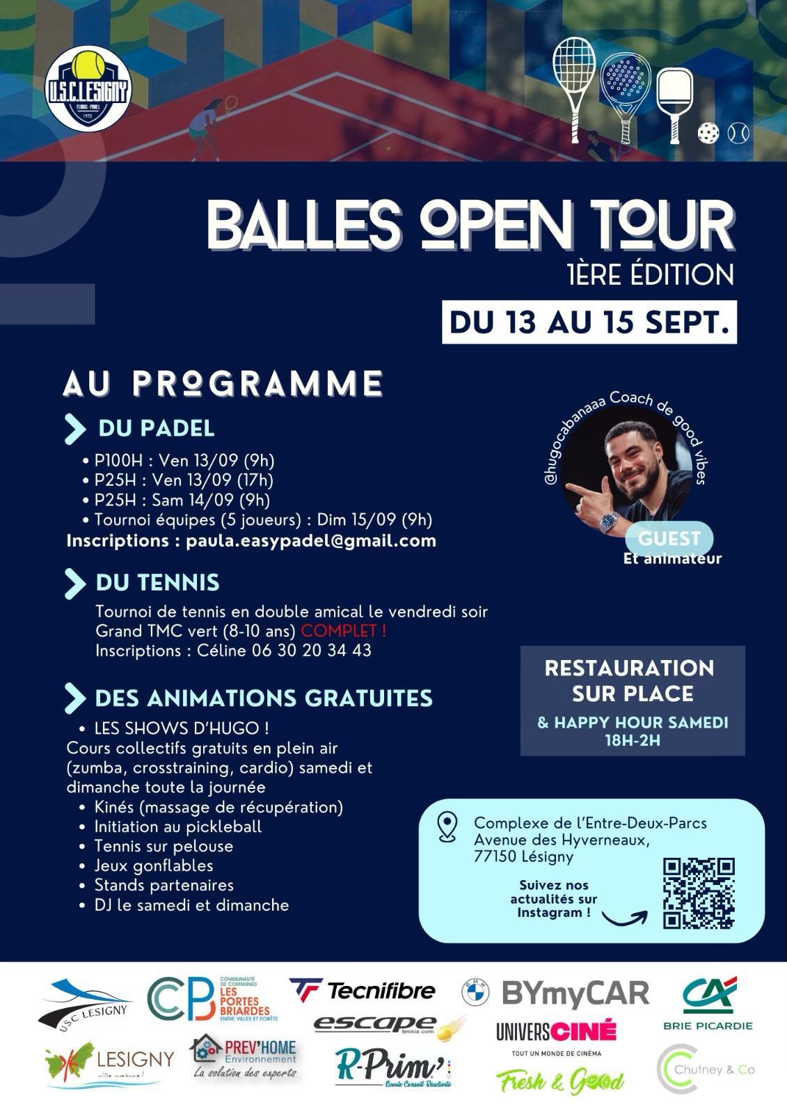 Affiche Balles Open Tour