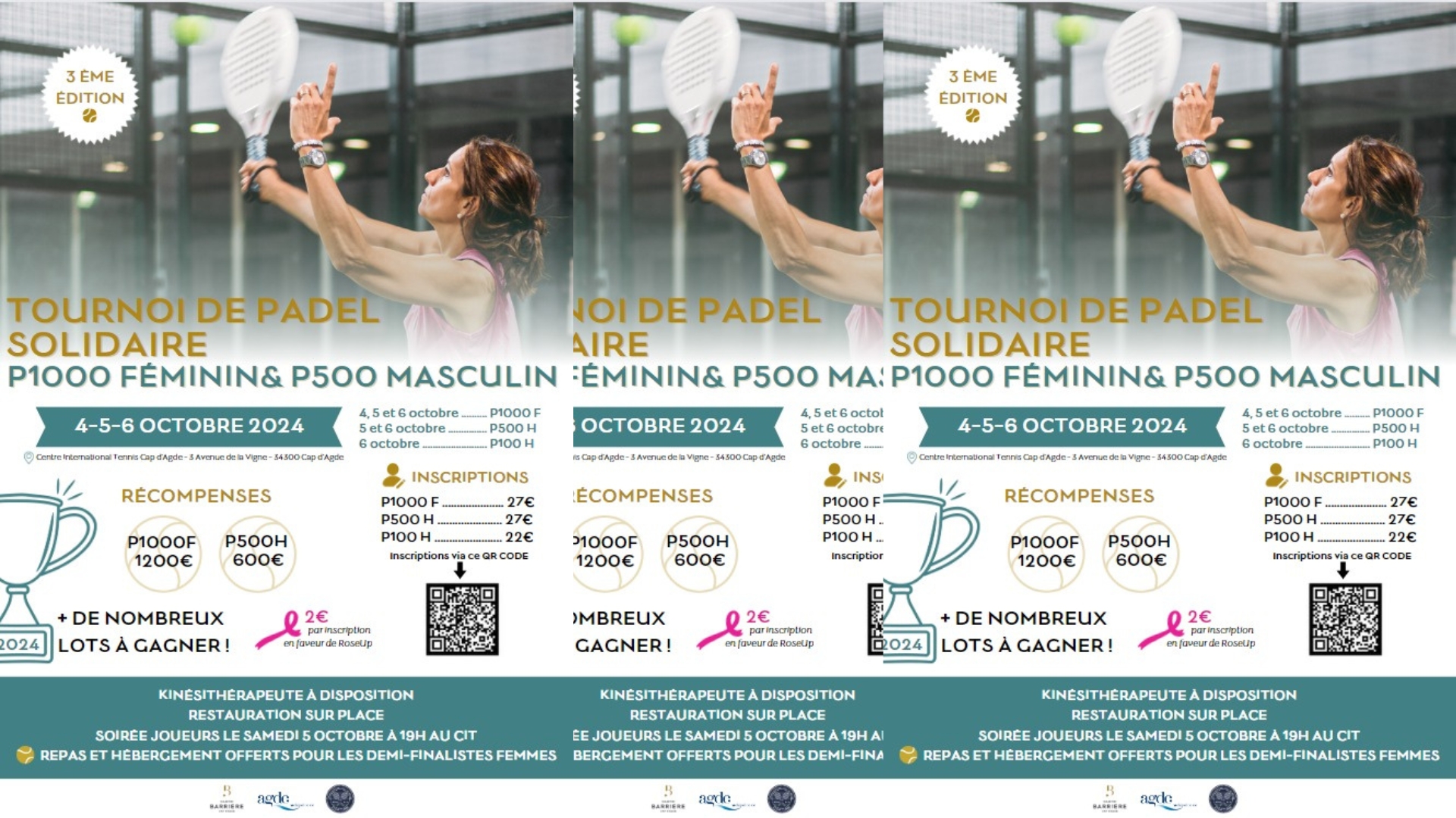 Un P1000 féminin solidaire au Tennis Padel Cap d’Agde