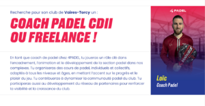 Le 4PADEL Vaires-Torcy recherche son coach de padel !