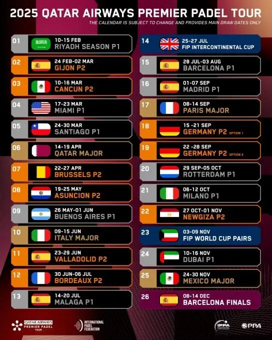 immagine | Padel Magazine nuovo primo calendario di padel