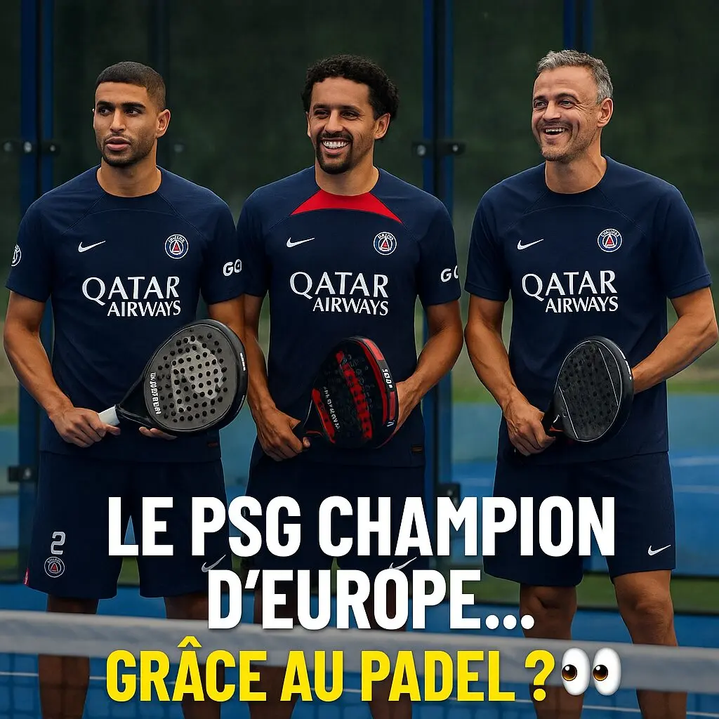 Hakimi, Marquinhos, Luis Enrique padel psg champion d'europe