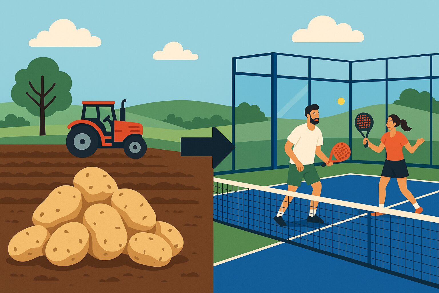 En Angleterre, un agriculteur troque ses pommes de terre contre des pistes de padel