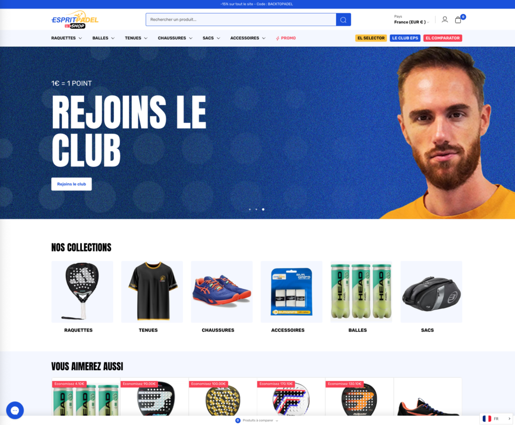 Esprit Padel Shop dévoile son nouveau site internet avec ses outils : El Selector / El Comparator