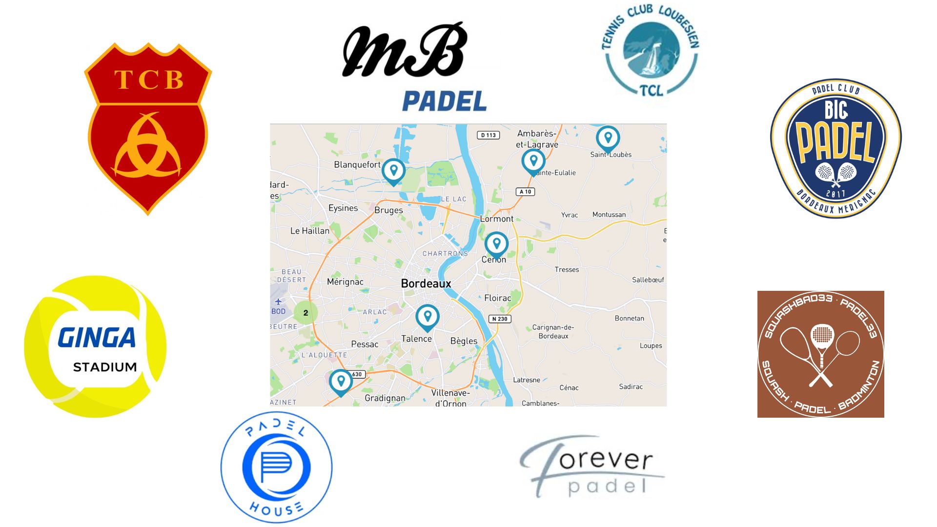 Logos de club de padel près de Bordeaux