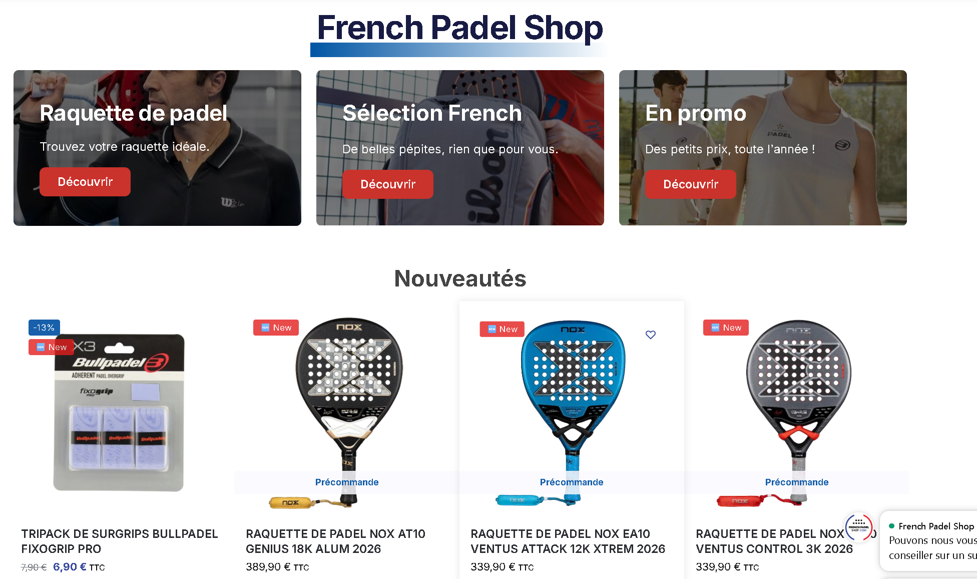 Un site repensé pour les passionnés : Frenchpadelshop.com mise sur l’expérience utilisateur