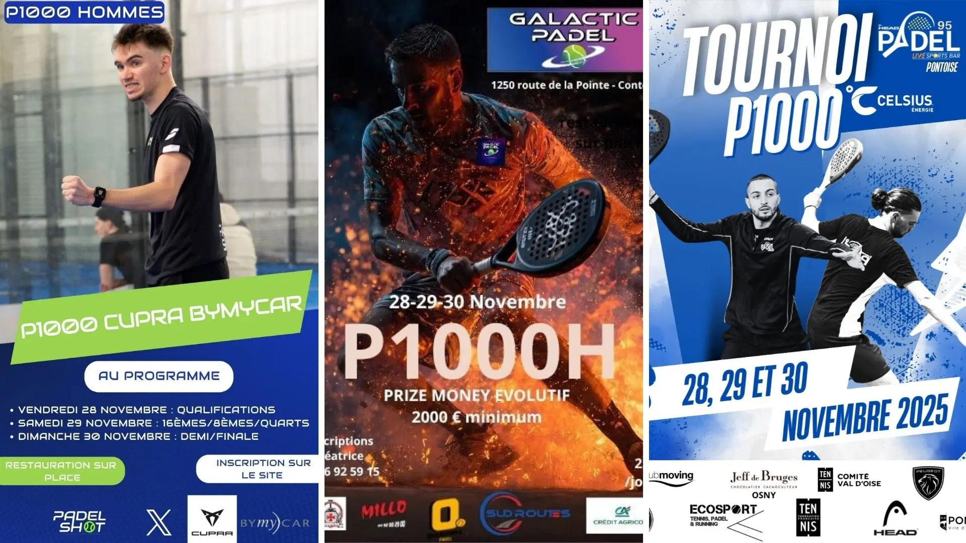 Place aux demi-finales aux P1000 Padel 95, PadelShot Lyon et Galactic Padel