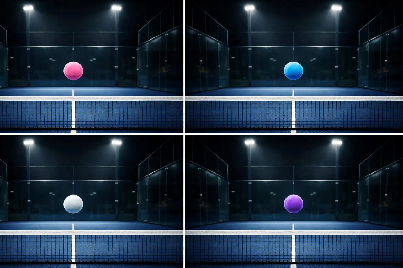 Colores y pistas de pelotas de pádel