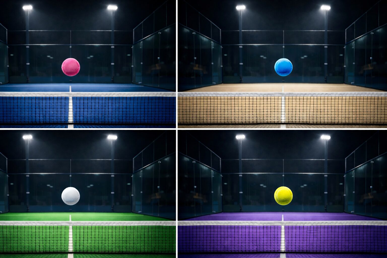 couleurs balles de padel et pistes