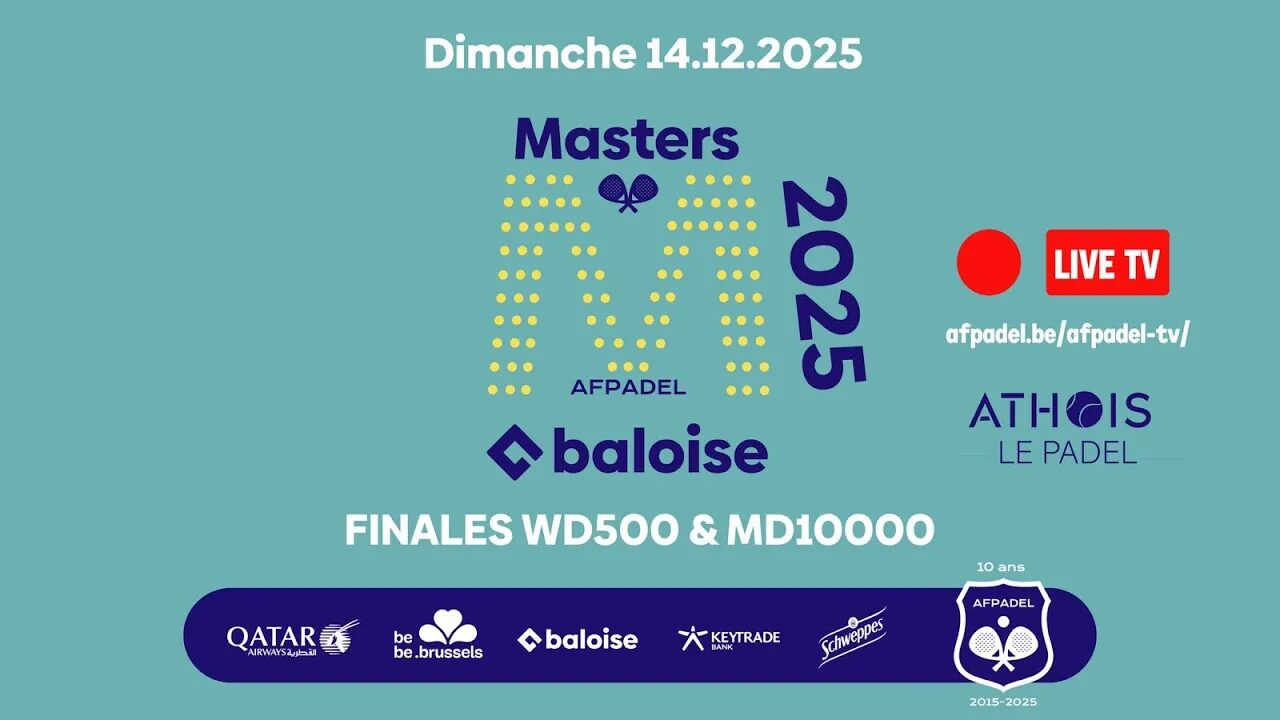 Masters Baloise AFPadel : les 416 meilleurs joueurs prêts à conclure la saison 2025 | Padel Magazine Masters Baloise AFPadel : les 416 meilleurs joueurs prêts à conclure la saison 2025