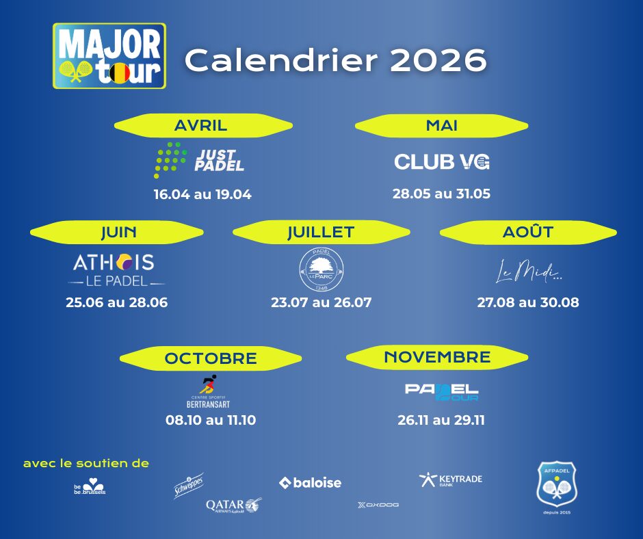 Calendrier 2026 Major | Padel Magazine