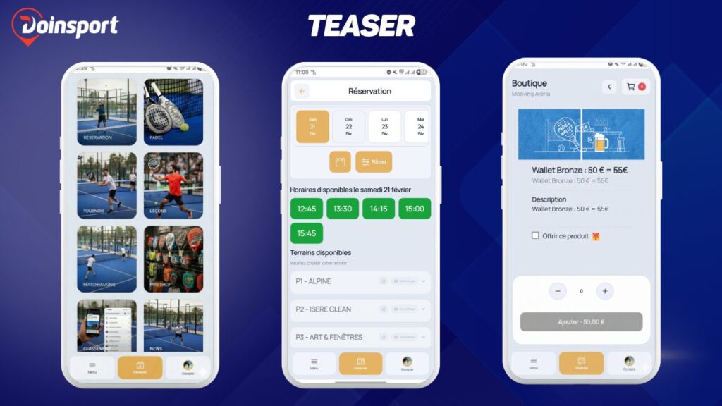 Doinsport prépare une nouvelle version de son application dédiée aux clubs de padel