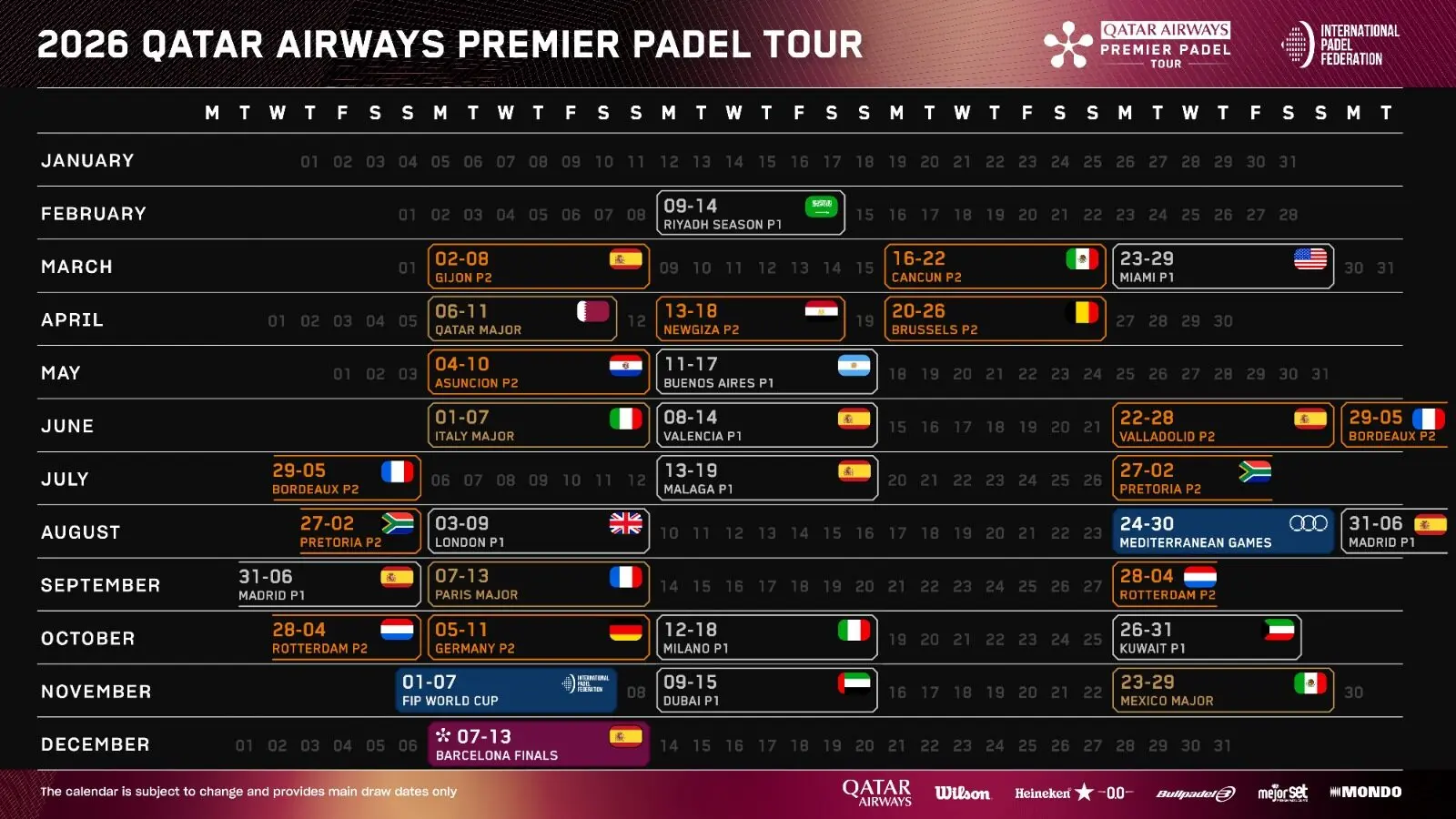 Premier Padel ajuste son calendrier 2026 pour s’aligner avec les Hexagon World Series