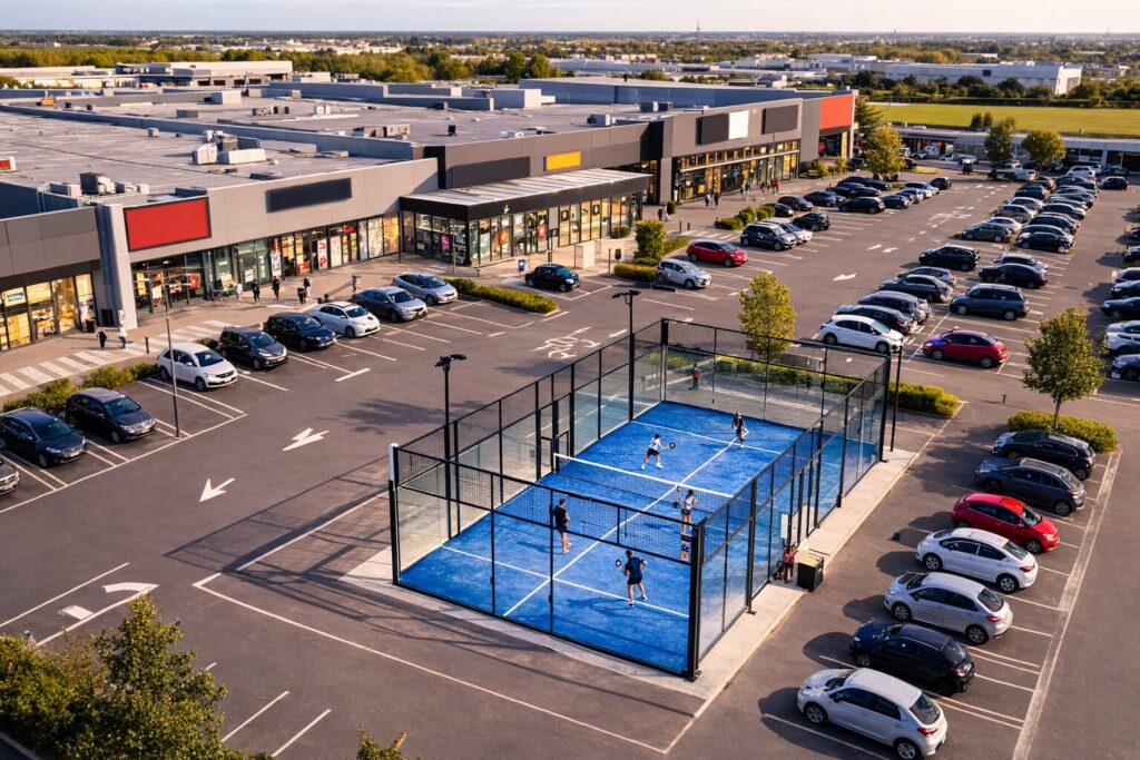 Padel4People installe son premier terrain de padel sur le parking d’un centre commercial à Claye-Souilly