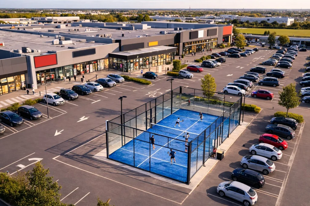 Padel4People installe son premier terrain de padel sur le parking d’un centre commercial à Claye-Souilly