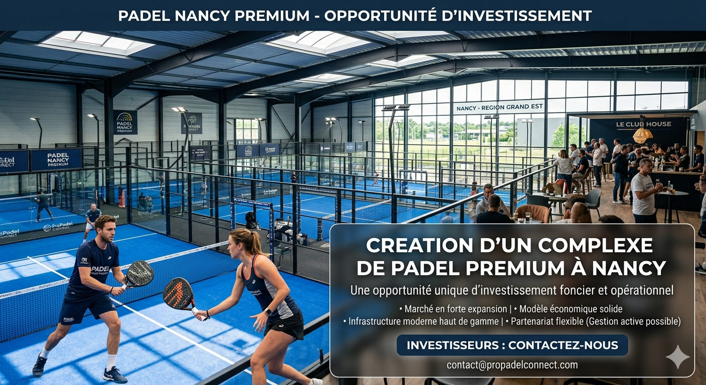 Nancy : un projet de club de padel Premium recherche un investisseur foncier