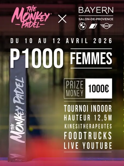 Le Monkey Padel accueillera un P1000 femmes du 10 au 12 avril 2026