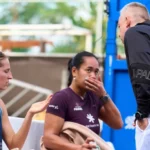 Marchetti / Godallier sur le banc avec Gaby Reca