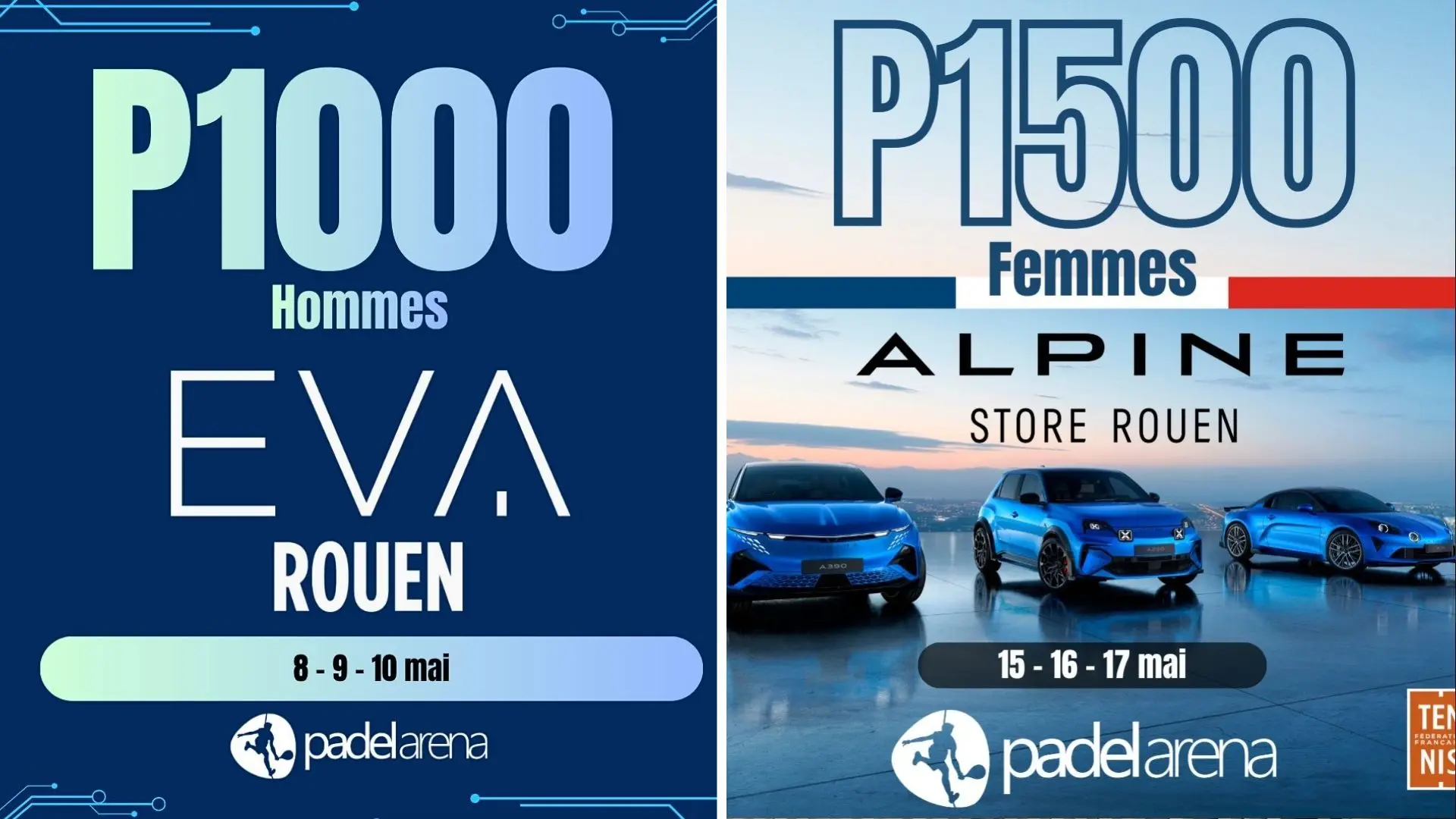 La Normandie enchaîne deux événements majeurs en mai avec un P1000 et un P1500 au Padel Arena Rouen