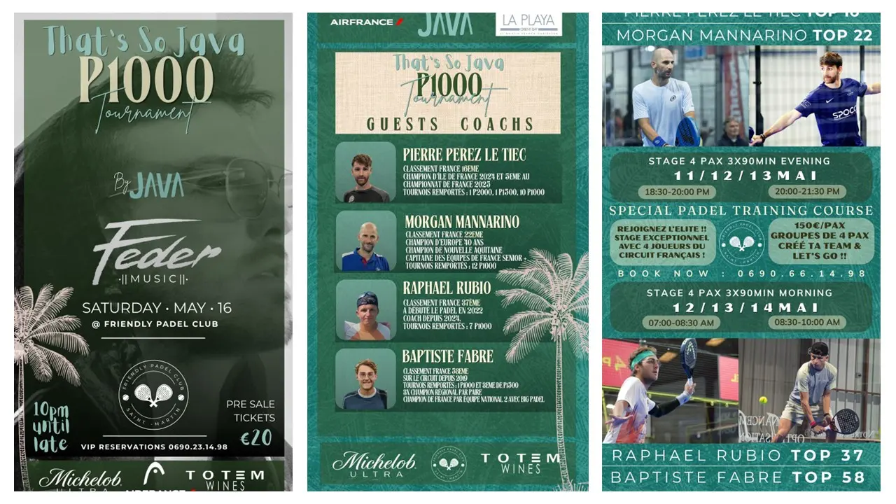 P1000 Friendly Padel Club : le rendez-vous des Caraïbes, formation et soirée spécialiste à Saint-Martin