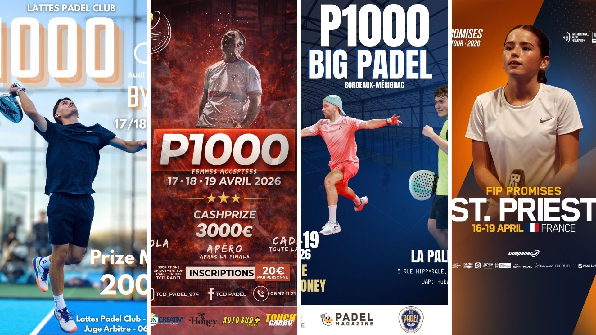 Un week-end XXL en France avec 3 P1000 : Lattes, Bordeaux, La Réunion ainsi que le FIP Promises Esprit Padel Lyon