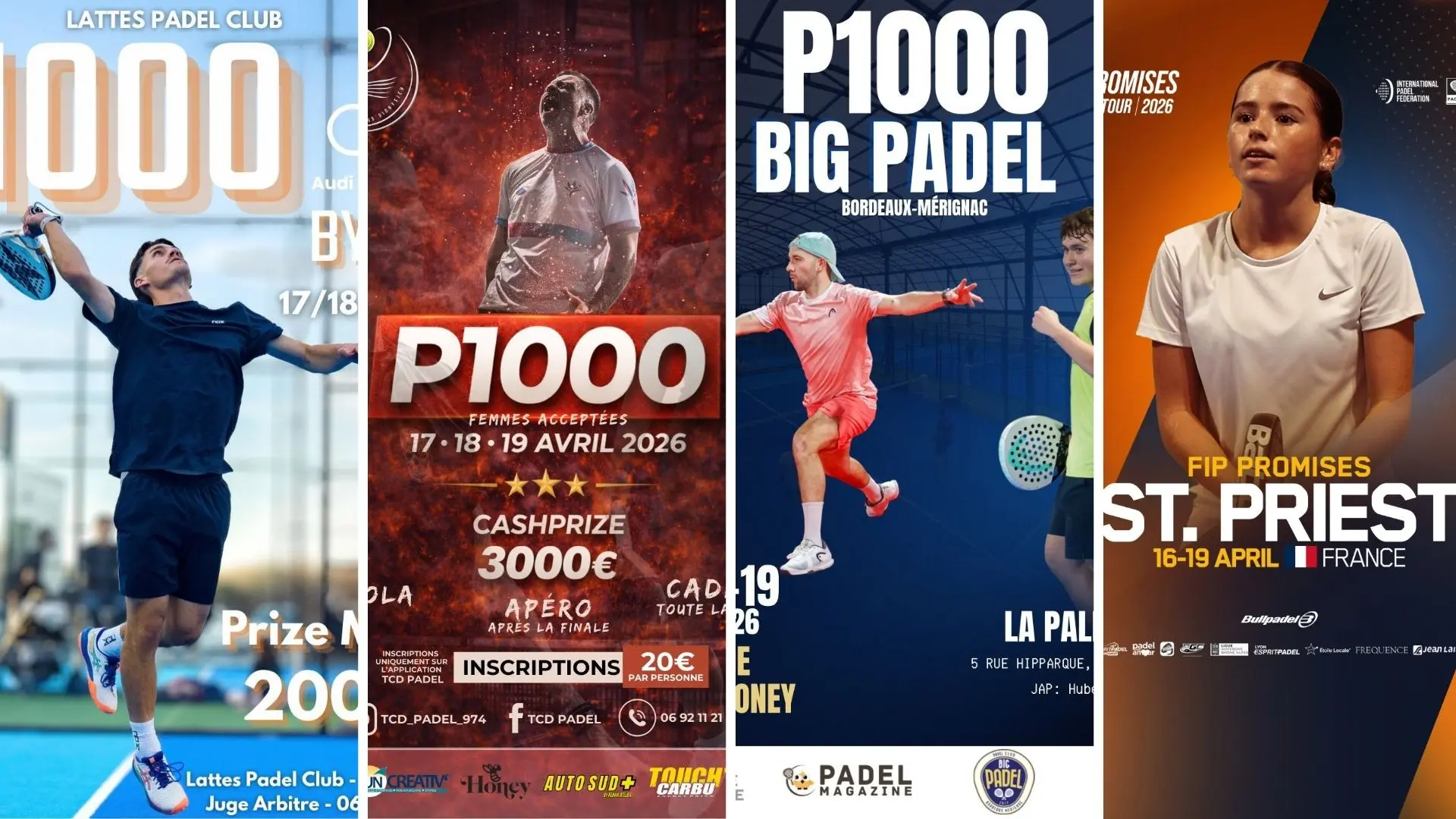 Un week-end XXL en France avec 3 P1000 : Lattes, Bordeaux, La Réunion ainsi que le FIP Promises Esprit Padel Lyon