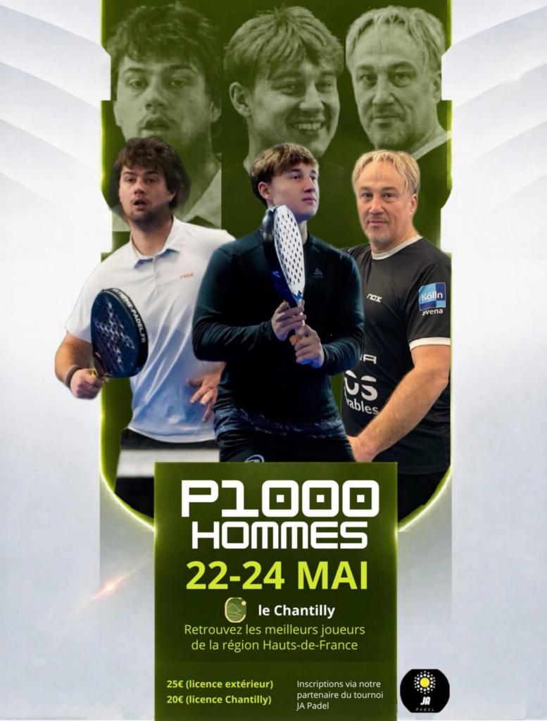 Le Chantilly Sport accueillera un P1000 Hommes à Villeneuve-d’Ascq du 22 au 24 mai