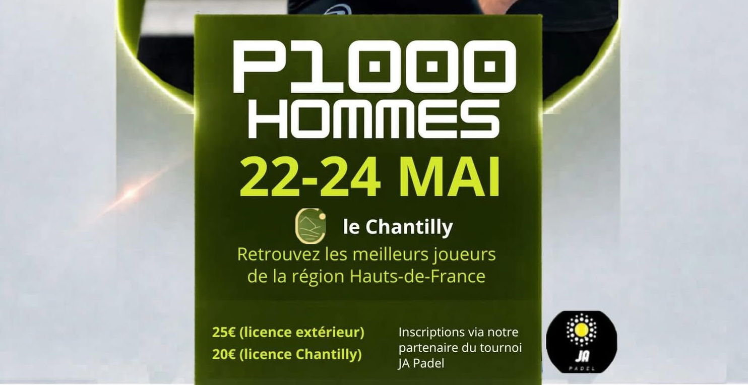 Le Chantilly Sport accueillera un P1000 Hommes à Villeneuve-d’Ascq du 22 au 24 mai