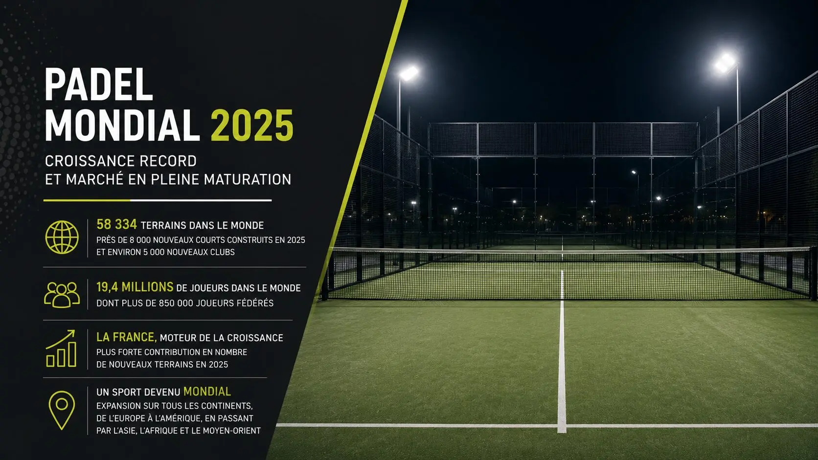Padel mondial : 58 000 terrains, 19 millions de joueurs… les chiffres qui confirment l’explosion du marché