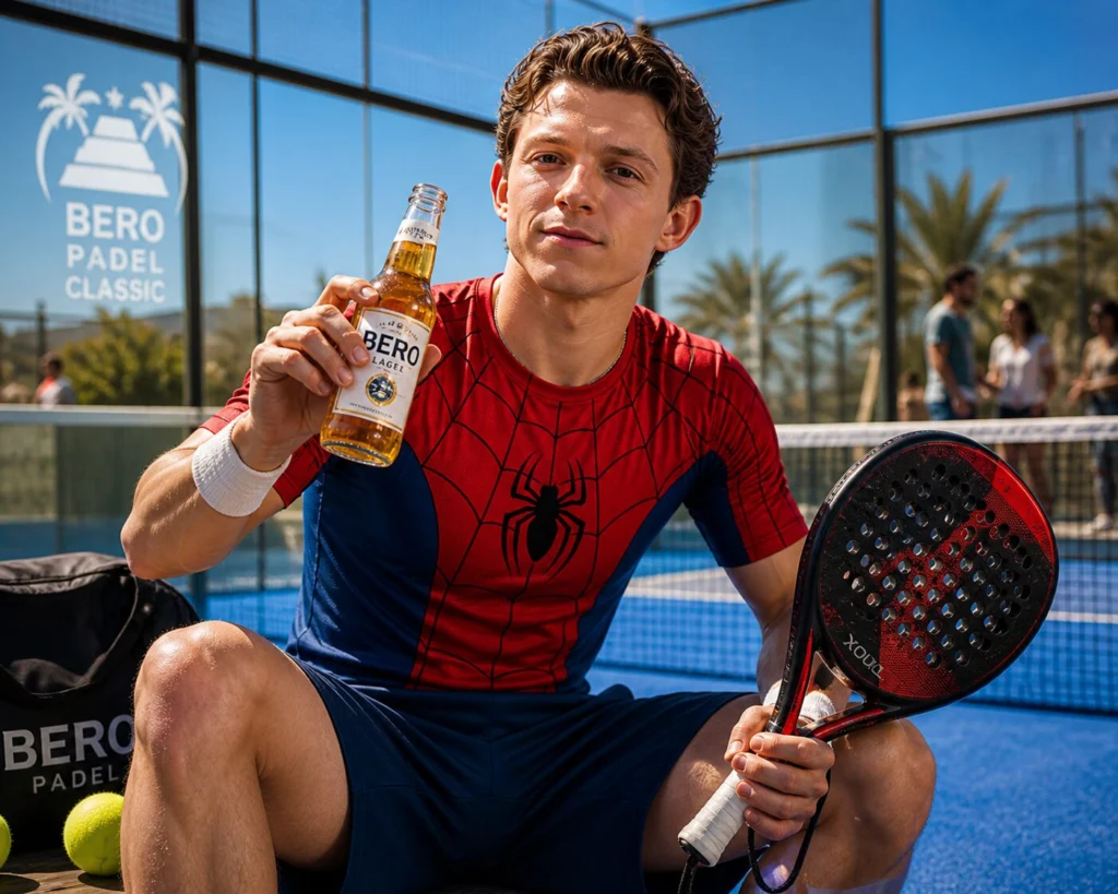 De Spider-Man au padel… avec une bière à la main : Tom Holland change de registre