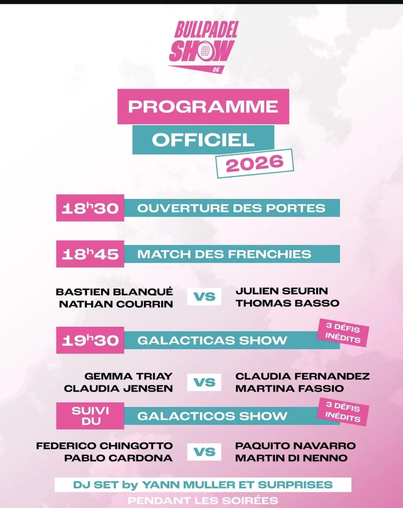 Bullpadel Show 06 : 3h30 de padel, de stars et de spectacle à Juan-les-Pins | Padel Magazine Bullpadel Show 06 : 3h30 de padel, de stars et de spectacle à Juan-les-Pins