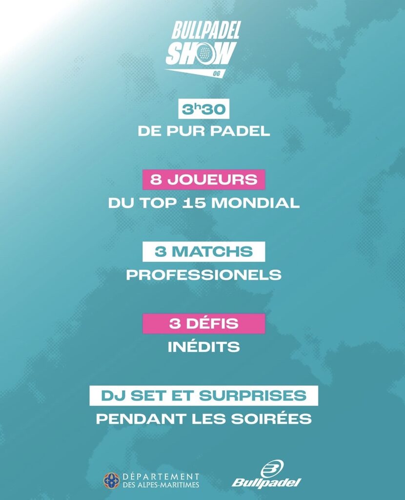 Bullpadel Show 06 : 3h30 de padel, de stars et de spectacle à Juan-les-Pins