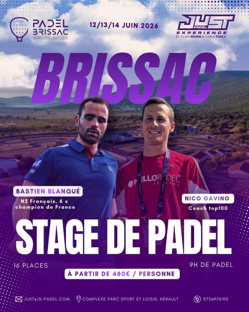 Padel Brissac accueille un stage avec Bastien Blanqué et Nico Gavino en juin 2026