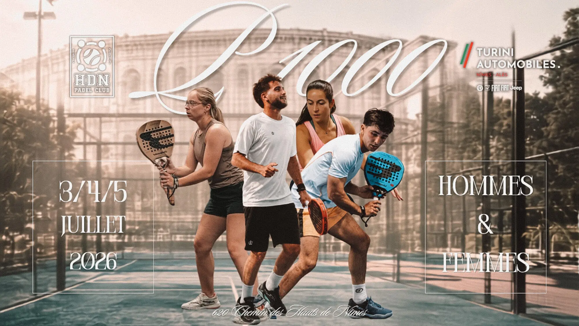 Le HDN Padel Club de Nîmes nous donne rendez-vous aux à son P1000 du 3 au 5 juillet
