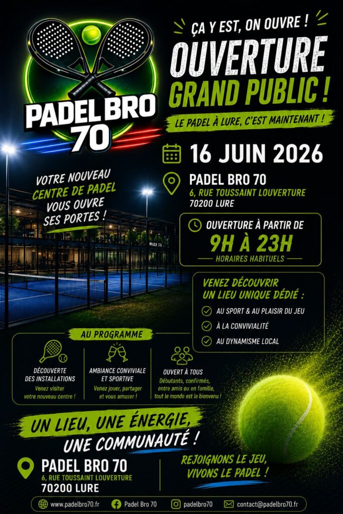 FLYER OUVERTURE PADEL BRO 70